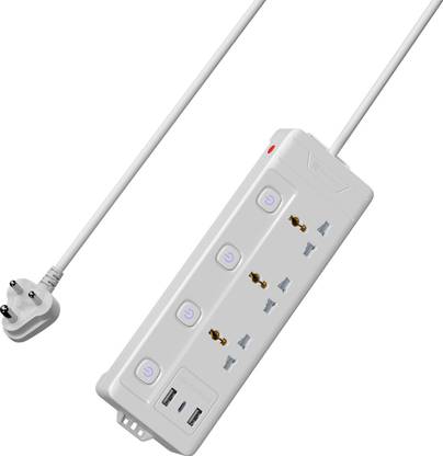 Portronics Power Plate 18 Universal Multi Plug with 20W Type-C, 2 USB Ports, 3 Meter Cord 3  Socket Extension Boards