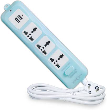 Daily Needs Shop 10A 3 -Way Multicolor Extension Board 3 USB & 3  Socket Extension Boards