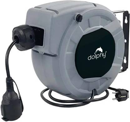 DOLPHY Extension Cord Reel,10 M Auto Rewind Electric Cable Reel, H05VV-F3G2.5MM2 1  Socket Extension Boards