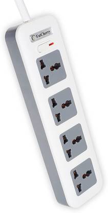 FatCherry 6A 4 Way Extension Board max Rating 2500W Wire Length 3 Meters (White) 4  Socket Extension Boards