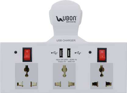 Ubon 3 Pin Multiplug Power Champ 2.0 Dual USB Port With 3  Socket Extension Boards