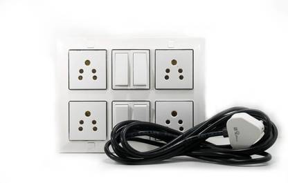 SSE Modular Extension Board With Four Socket and Four Switch With 8 Meter Wire 4  Socket Extension Boards