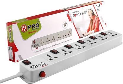 A Plus Products K-Pro 6 Socket 6 Switch Extension Board with 1.8 MTR Cable (Pack of 1 pcs) 6  Socket Extension Boards