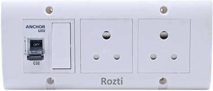 Zraxx 6 Modular Box, 3 Pin Modular,6A Switch-1,32A MCB-1, 4m 3 Core White Wire 2  Socket Extension Boards