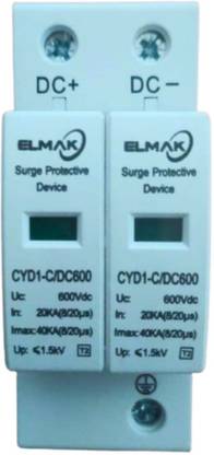 Hygridsolar Elmak DC SPD 600V 2 Pole Surge Protection Device 2  Socket Extension Boards