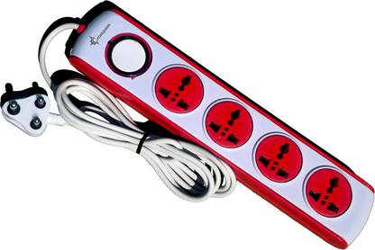 CROMPASS Cabin 4+1 Power Strip, Master Switch With Universal Sockets, 1500 Watts, 6 Amp 4  Socket Extension Boards