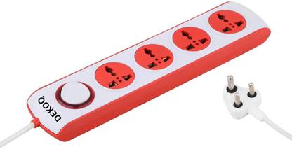 DEKOQ 4 Universal Socket and 1 Switch 6 Amp Power Extension Board 240 Volts, 4  Socket Extension Boards