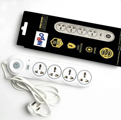 Nippo Nippo Spike Guard, 4 Socket + 1 Switch, 2 Meters Cable 4  Socket Extension Boards
