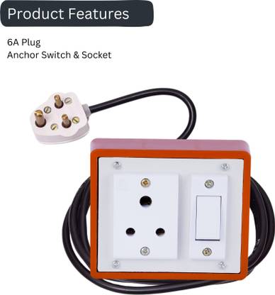 Cordnet Brown (1+1) Heavy Duty Extension Board 6A 1 Anchor Switch & 15 Meter Copper Wire 1  Socket Extension Boards