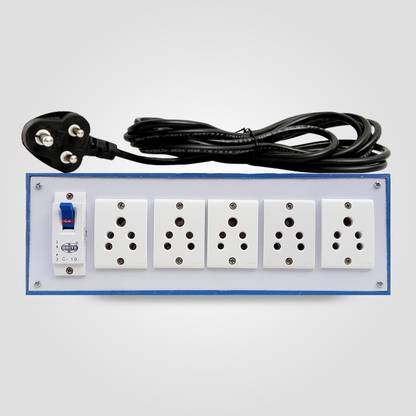 Heptix Extension Board 5 Socket & 1 MCB Board with 3 Yard wire 5  Socket Extension Boards