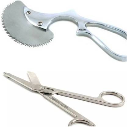REVITI Bone Plaster Cutting Saw with Plaster cutting scissor heavy duty orthopedic instrument combo of 2 Surgical Bone Cutter