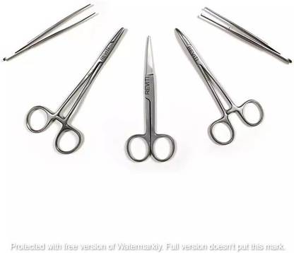 REVITI 5 pc Surgical set (Artery forceps, Needle holder, Scissor, Tooth & Plain Forcep) Hemostats Forceps