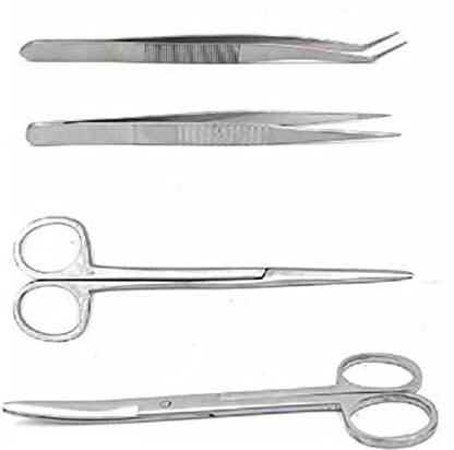 mediwave Surgical Instrument Scissor set of 4 Pcs Curved And Angled Dissecting Scissors