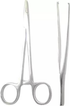 clark Stainless Steel Instrument Toothed Forceps, Needle Holder (6 In)-Set of 2 Pcs Utility Forceps