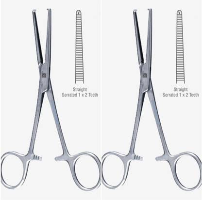 REVITI Artery forceps kocher straight surgical instrument 8 inch - 20 cm COMBO of 2 Hemostats Forceps