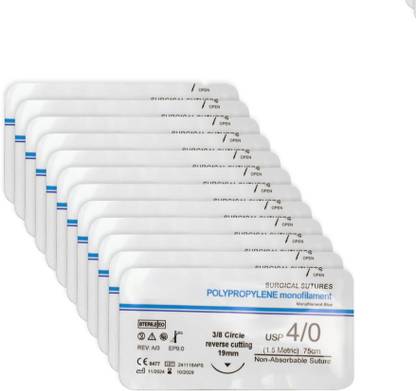 B-Arm Silk Suture Thread with 19mm needle(Pack of 12)Non-Absorbable Threads NOT Suturing Forceps