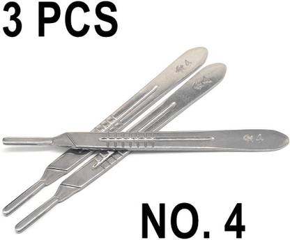 hospiclub B.P Handle No. 4 German Steel Combo of 3 Surgical Scalpel Handles Dressing Forceps