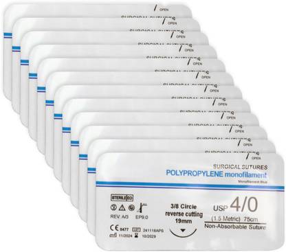 B-Arm Polypropylene Non-Absorbable Surgical Suture Thread With Needle (Pack-12) NOT Suturing Forceps