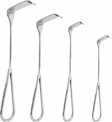 mediwave Langenbeck Retractors Set 4 Pcs. sizes : 59 * 25mm,45 * 18mm,40 * 10mm,25 * 7mm Utility Forceps