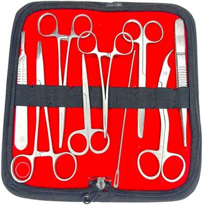 mediwave Dressing Dissection Surgical KIT Set of 9 Pcs in Pouch Dressing Forceps