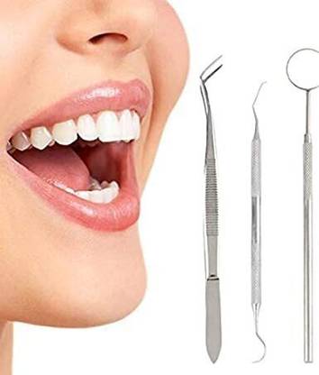 mediwave Dental Pmt Set of 3 Pcs (Mirror With Handle, Tweezer, Probe Double Ended) Utility Forceps