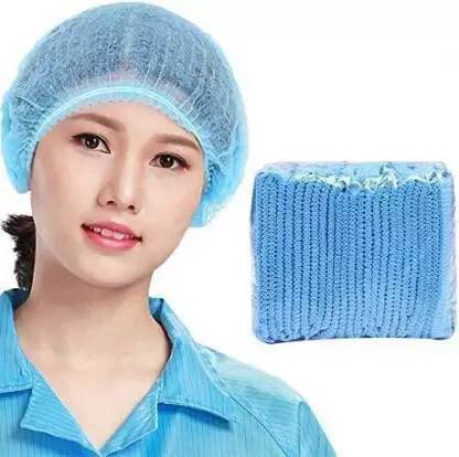 7SHIELD 7SHILD Premium Blue Bouffant Cap, 200 pcs, Breathable Disposable Non-Woven Surgical Head Cap