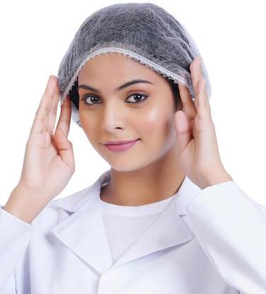 7SHIELD Premium White&Black Breathable Non-WovenBouffant Cap ForMedical,Clinic,Spa,Salon Surgical Head Cap