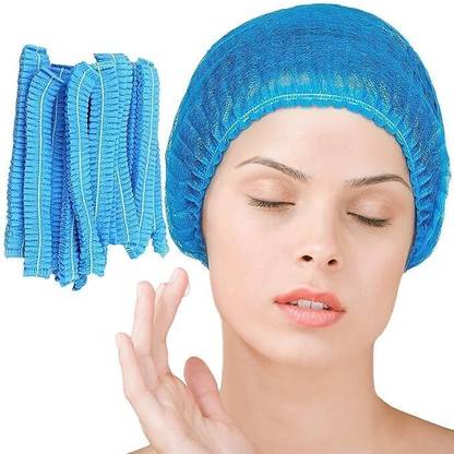 tick mark Premium Blue100pcBreathable NonWoven Fabric Bouffant cap|Hair Net Cap|Salon,Spa| Surgical Head Cap
