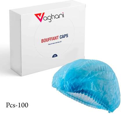 Vaghani Stretchable Blue Cap,Cover Hair For Cooking & Hygiene Surgical Head Cap(100 Pcs) Surgical Head Cap