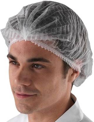 3P White Disposable Bouffant Caps for Medical, Restaurants & Home Use, Pack of 100 Surgical Head Cap