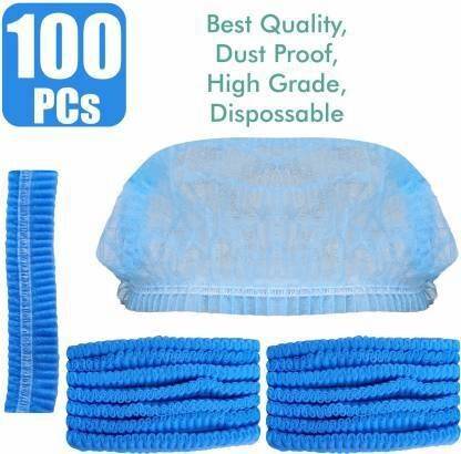 EVERGREEN HINDUZA Stretchable Blue Surgical Head Caps - Cover Hair For Surgeries, Cooking & Hygiene Surgical Head Cap