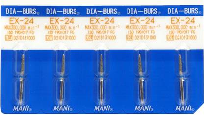 Mani Diamond Burs EX-24 Air Rotor Diamond Multilayer coated Bur Pack Of 5 Pcs Surgical Plier