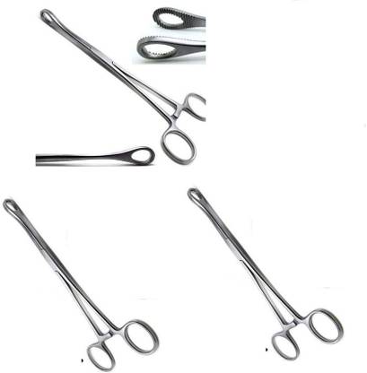 TRU BIOLOGY Sponge Holding Forceps Straight 6 Inch 3 pcs Medical Grade 410 Matt Finish Surgical Plier