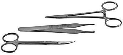 GOLDFINCH Stainless Steel Suturing Kit Set of 3 (Neede Holder, Dissecting forcep, Iris) Utility Forceps