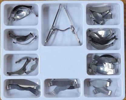 PRAKDENT Box Dental Saddle Contoured Metal Matrices Matrix S M L With Springclip /NO Surgical Plier
