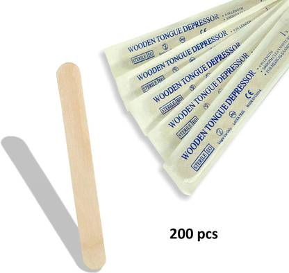 OTICA Sterile Wooden Polished Smooth Edges Tongue Depressor Spatula -200 Piece Hand Held Retractor
