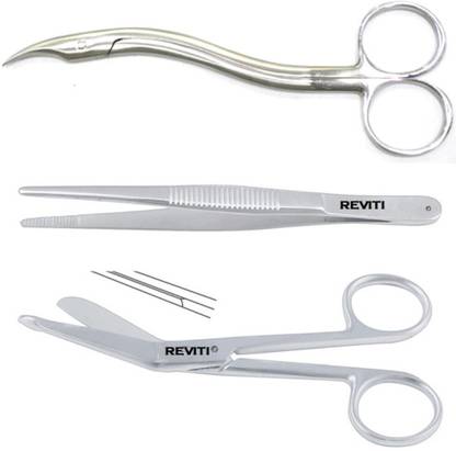 REVITI Bandage scissor, Suture Cutting Scissor and Plain Tissue Forcep Strong Cut Scissors