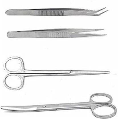 mediwave Surgical Instrument Scissor set of 4 Pcs Curved And Angled Dissecting Scissors