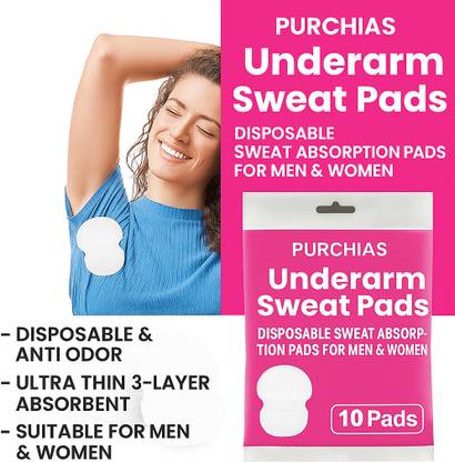 PURCHIAS Underarm Sweat Pads - Disposable Sweat Absorption Pads, Anti-Odor Sweat Pads