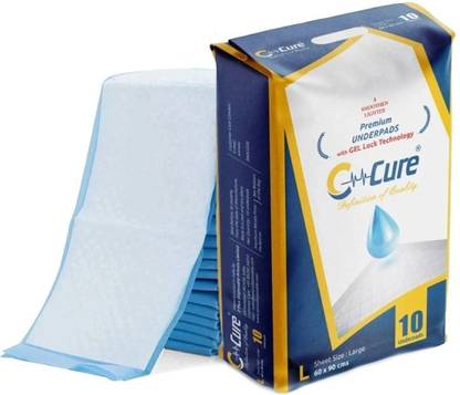 C-Cure Underpad with Gel Lock Technology, Large 60 X 90 cm, (Pack of 10 Pcs.) Sweat Pads