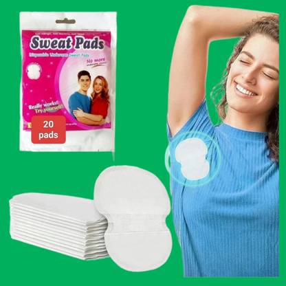 RNGNTC J 20 Pcs Underarms Disposable Highly Absorbent Sweat Pads Cotton Anti Allergic Sweat Pads