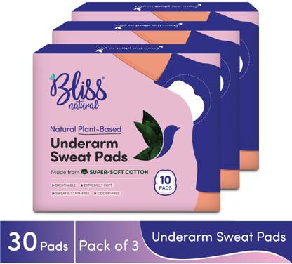 BlissNatural Underarm Sweat Pads for Women Combo Pack | Pack of 30 | Stain Free,Odour Control Sweat Pads