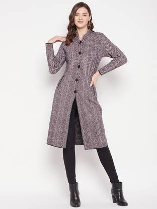Self Design High Neck Casual Women Wool Blend Black Cardigan