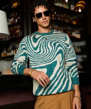CAMPUS SUTRA Self Design Crew Neck Casual Men Multicolor Sweater