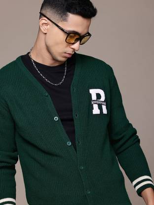 Roadster Solid V Neck Casual Men Light Blue Sweater