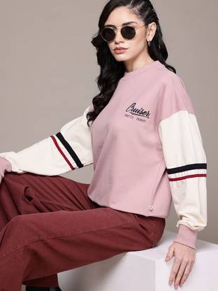 Roadster Full Sleeve Solid Women Sweatshirt