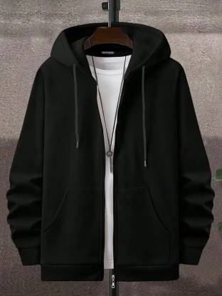 Jump Cuts Full Sleeve Solid Men Sweatshirt