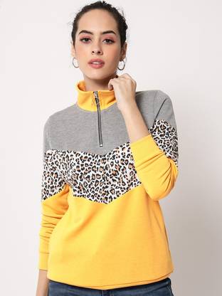 Full Sleeve Color Block Women Sweatshirt