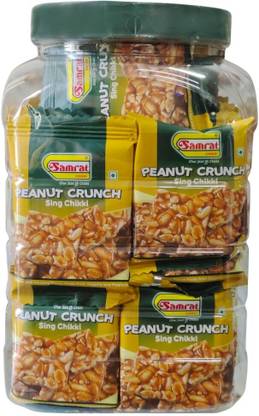 SAMRAT Peanut Sing Chikki Bar_Nutty Twist to Indian Sweets_Kadalai Mittai_Palli Patti Plastic Bottle