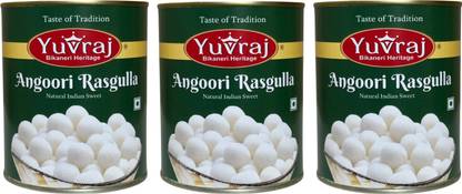 Yuvraj Food Product Angoori rasgulla sweets combo 1 kg x 3 Tin Can